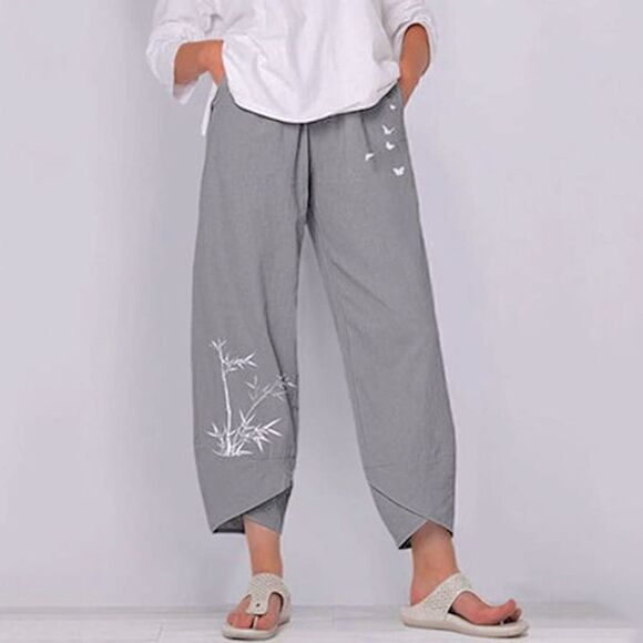 Boho Butterfly Print Lounge Casual Trousers Pants - Picture 1 of 7